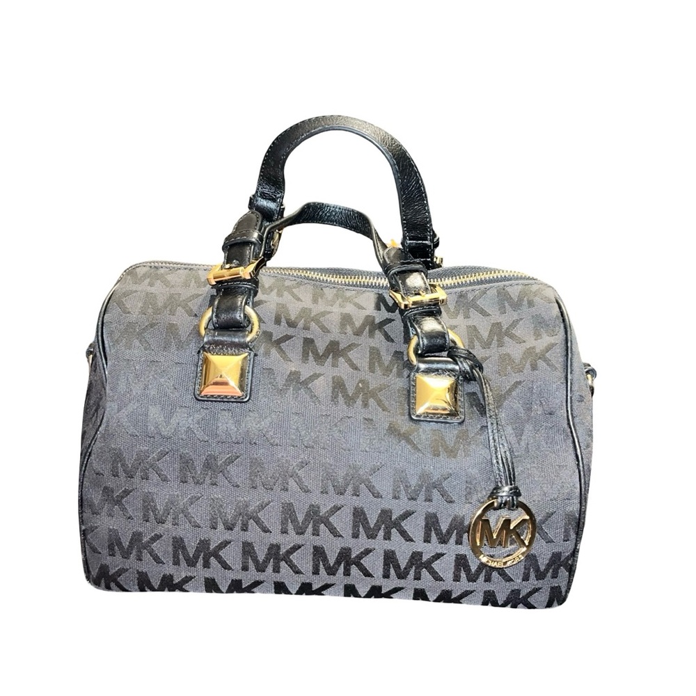 Michael Kors Black and Gold Grayson Monogram Handbag